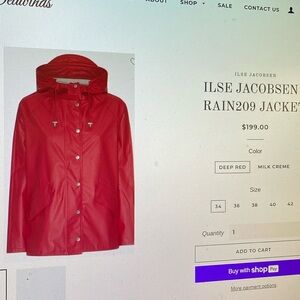 Ilse jacobsen rain jacket in deep red
